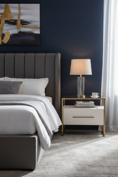 Modern European furniture - Cream Shagreen 1-Drawer Nightstand - www.oroa.com