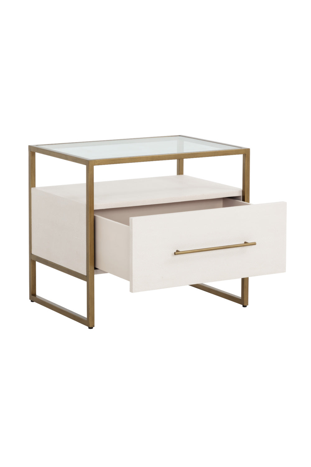 Modern European furniture - Cream Shagreen 1-Drawer Nightstand - www.oroa.com