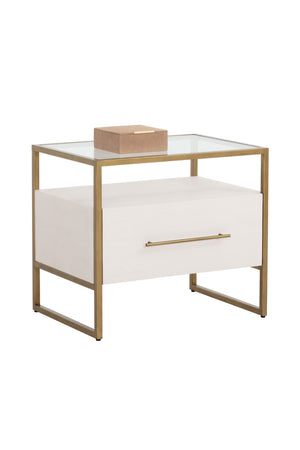 Modern European furniture - Cream Shagreen 1-Drawer Nightstand - www.oroa.com