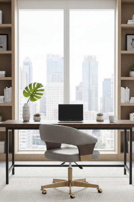 Modern European furniture - Gray Leather Look Office Chair - www.oroa.com