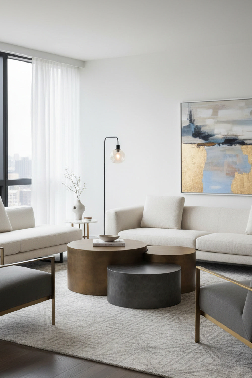 Modern European furniture - Antique Brass Nesting Coffee Tables - www.oroa.com