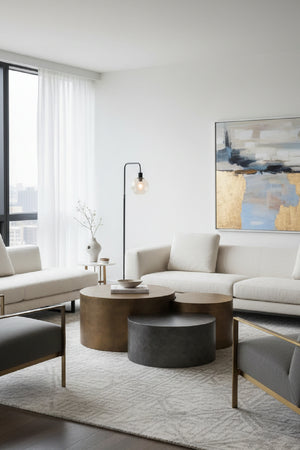 Modern European furniture - Antique Brass Nesting Coffee Tables - www.oroa.com