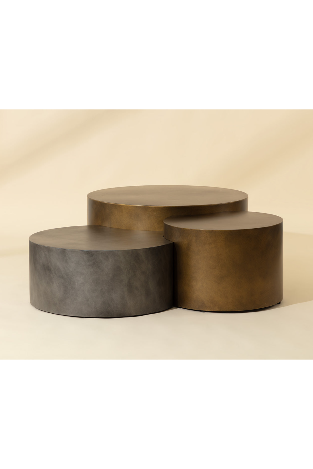 Modern European furniture - Antique Brass Nesting Coffee Tables - www.oroa.com