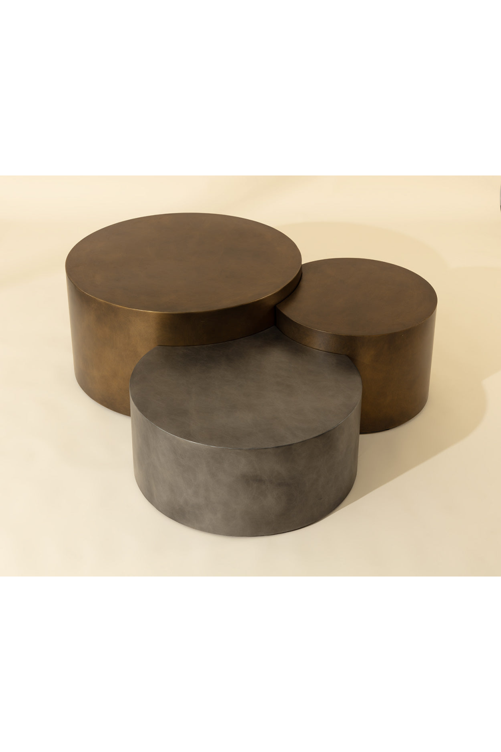 Modern European furniture - Antique Brass Nesting Coffee Tables - www.oroa.com