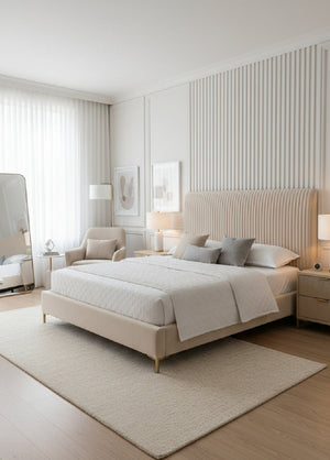 Modern European furniture - Cream Tufted King Bed - www.oroa.com