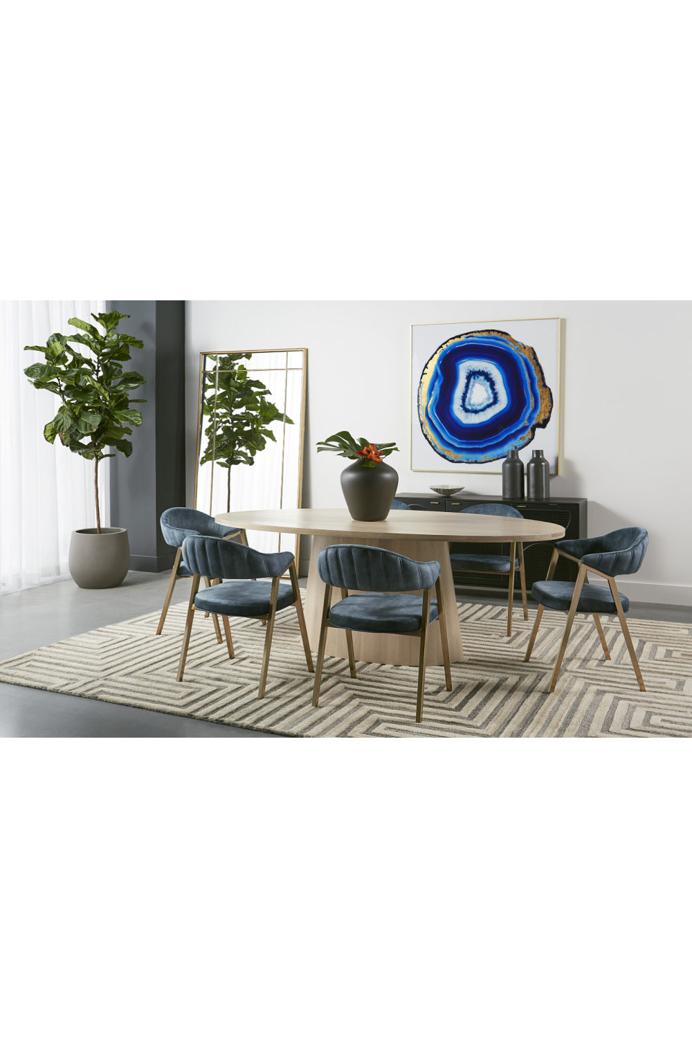   Modern European furniture - Blue Channeled Back Dining Armchair - www.oroa.com | Oroa.com