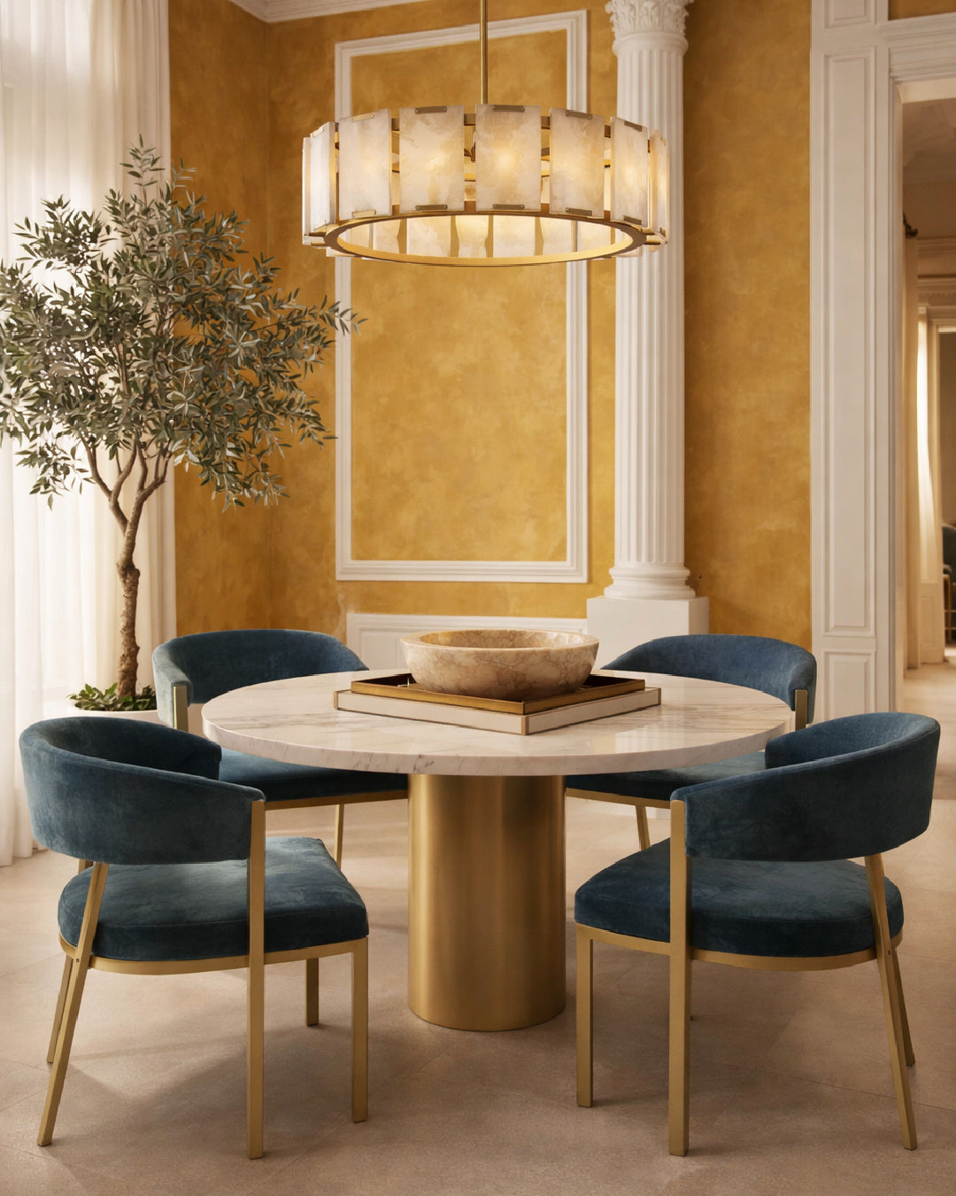 Modern European furniture - Blue Channeled Back Dining Armchair - www.oroa.com
