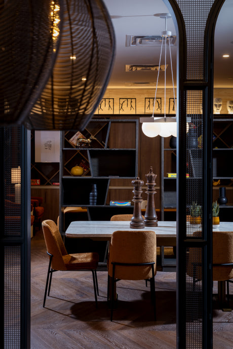 Modern European furniture - Brown Fabric Dining Chairs (2) - www.oroa.com