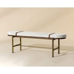 Modern European furniture - Oval White Fabric Bench - www.oroa.com