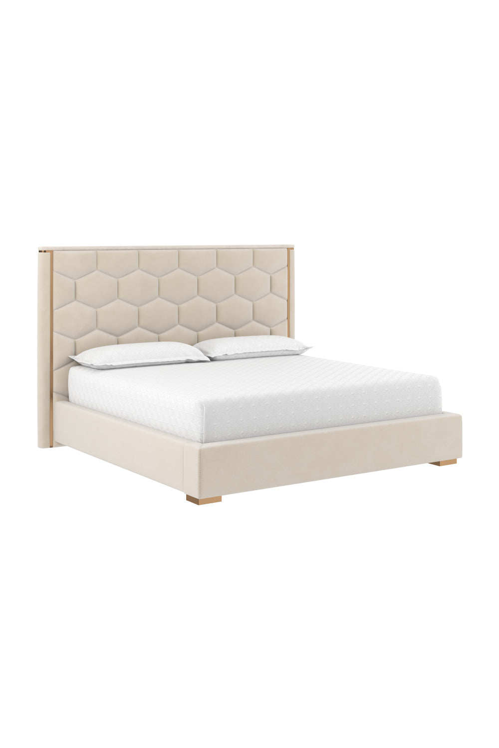 Modern European furniture - Taupe Hexagonal-Tufted King Bed - www.oroa.com