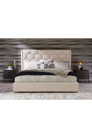 Modern European furniture - Taupe Hexagonal-Tufted King Bed - www.oroa.com
