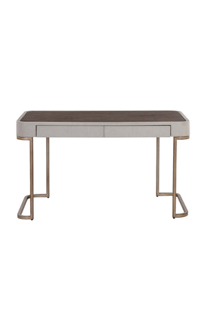 Modern European furniture - Cream Leather Look 2-Drawer Desk - www.oroa.com