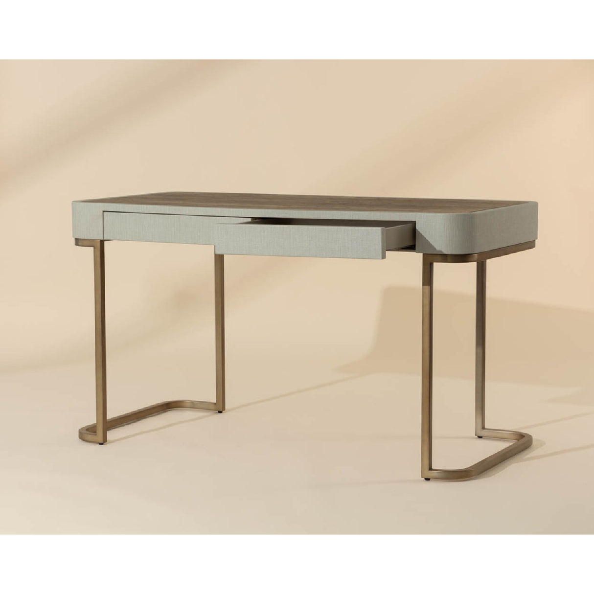 Modern European furniture - Cream Leather Look 2-Drawer Desk - www.oroa.com