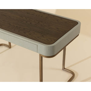 Modern European furniture - Cream Leather Look 2-Drawer Desk - www.oroa.com