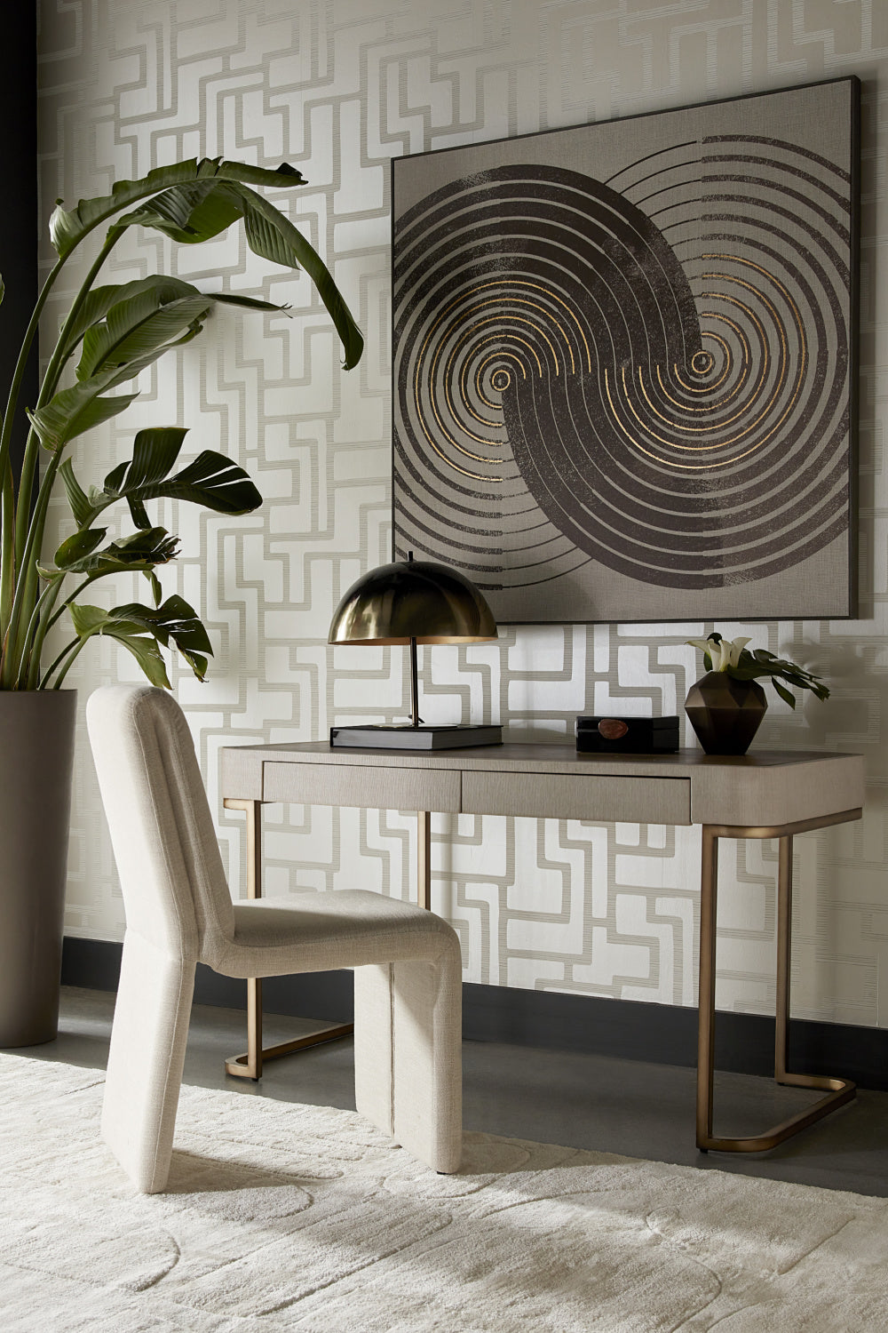 Modern European furniture - Cream Leather Look 2-Drawer Desk - www.oroa.com