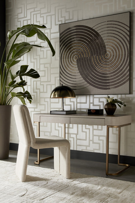 Modern European furniture - Cream Leather Look 2-Drawer Desk - www.oroa.com