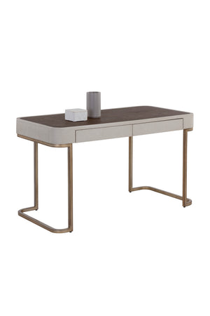 Modern European furniture - Cream Leather Look 2-Drawer Desk - www.oroa.com