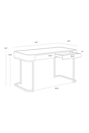 Modern European furniture - Cream Leather Look 2-Drawer Desk - www.oroa.com