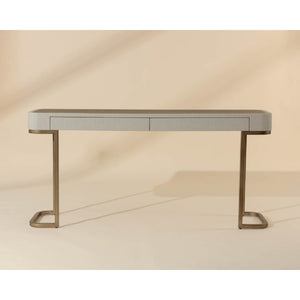 Modern European furniture - Cream Leather 2-Drawer Console Table - www.oroa.com