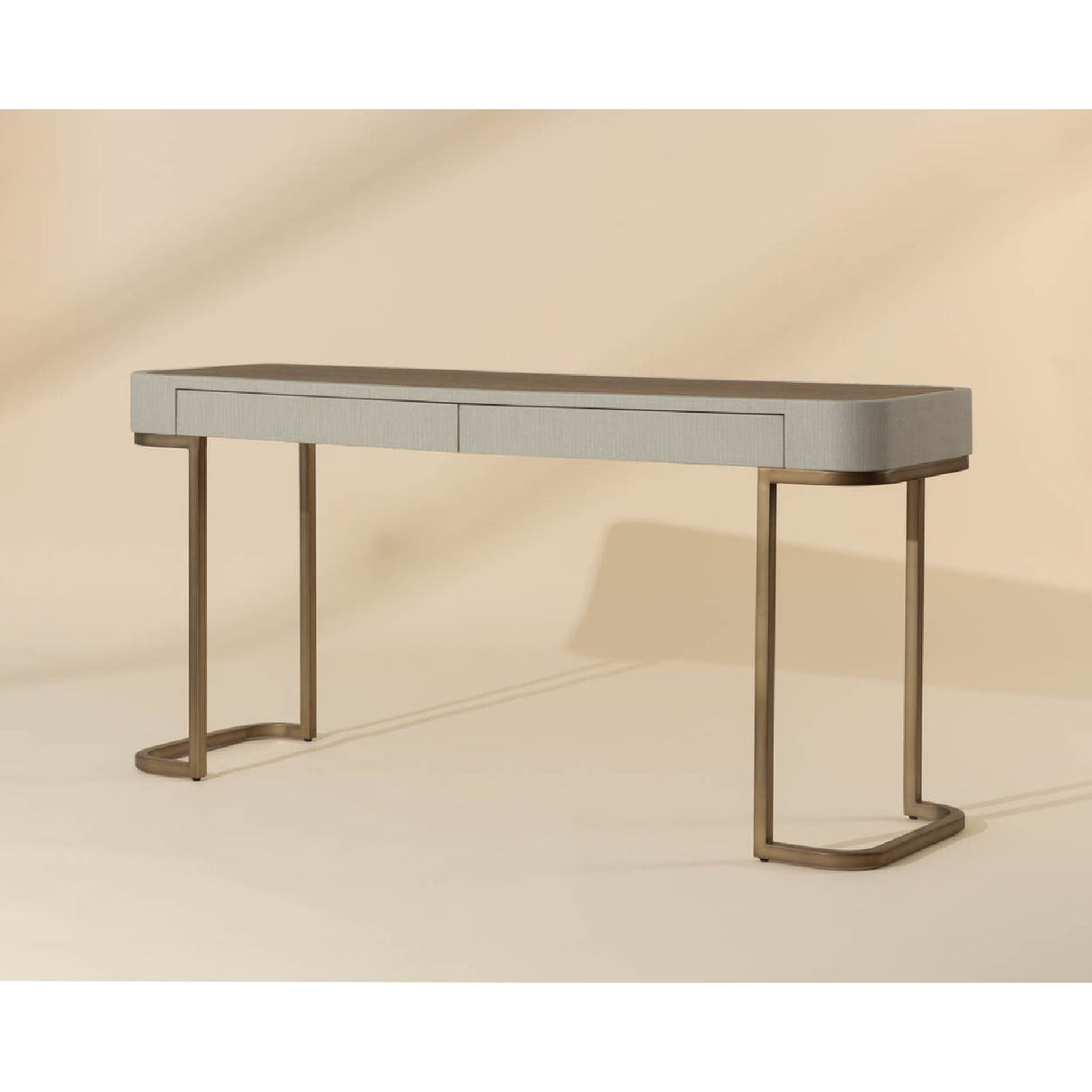 Modern European furniture - Cream Leather 2-Drawer Console Table - www.oroa.com