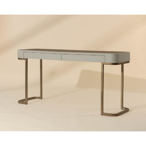 Modern European furniture - Cream Leather 2-Drawer Console Table - www.oroa.com