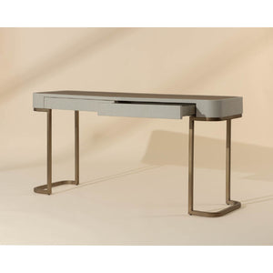 Modern European furniture - Cream Leather 2-Drawer Console Table - www.oroa.com