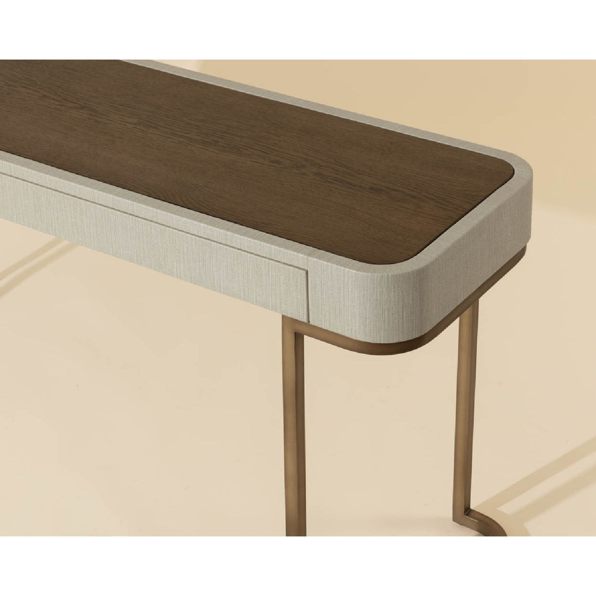 Modern European furniture - Cream Leather 2-Drawer Console Table - www.oroa.com
