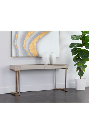 Modern European furniture - Cream Leather 2-Drawer Console Table - www.oroa.com
