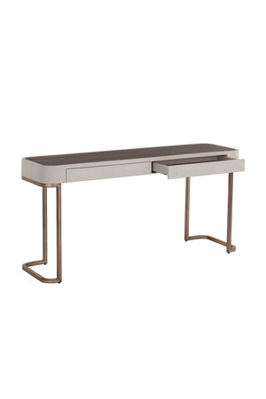 Modern European furniture - Cream Leather 2-Drawer Console Table - www.oroa.com