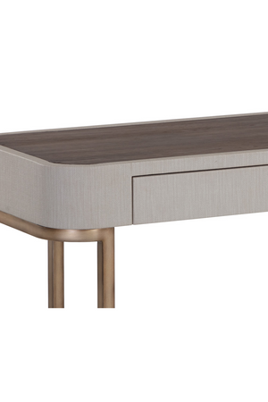 Modern European furniture - Cream Leather 2-Drawer Console Table - www.oroa.com