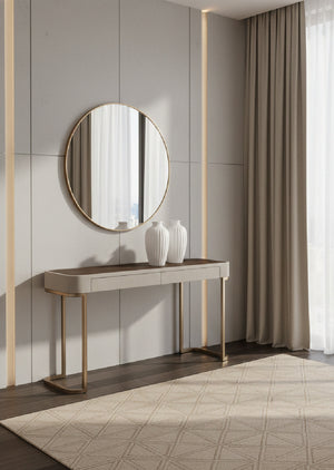 Cream Leather 2-Drawer Console Table | Splendido Jamille | Oroa.com