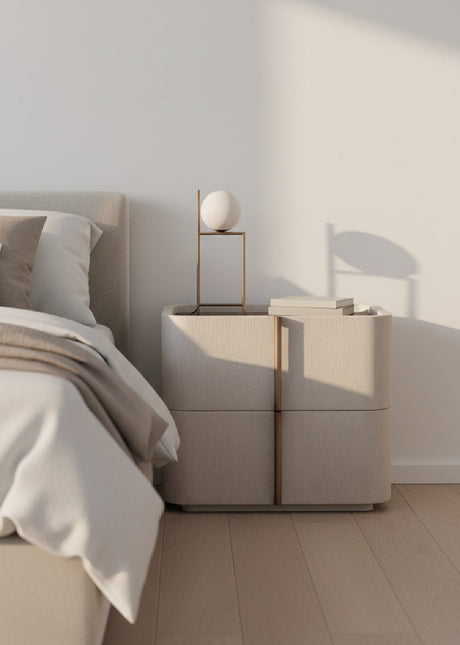 Modern European furniture - Leather-Look 2-Drawer Nightstand - www.oroa.com