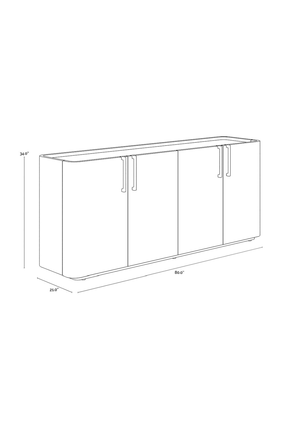 Modern European furniture - Cream Leather 4-Door Sideboard - www.oroa.com