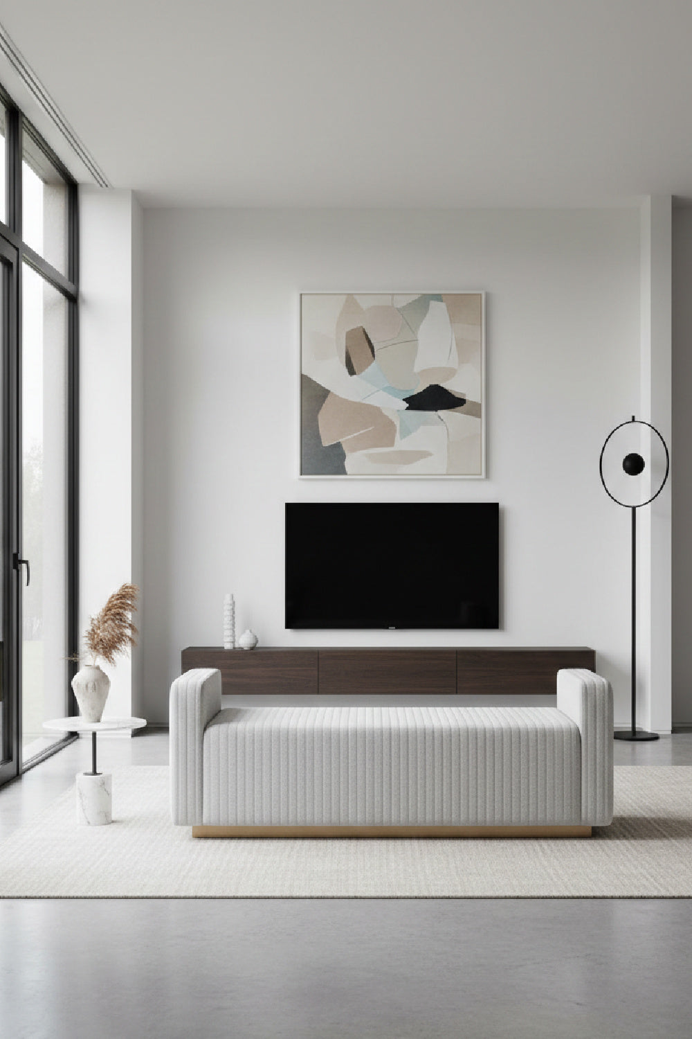 Modern European furniture - Channel-Tufted Fabric Bench - www.oroa.com