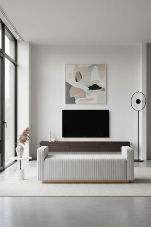 Modern European furniture - Channel-Tufted Fabric Bench - www.oroa.com