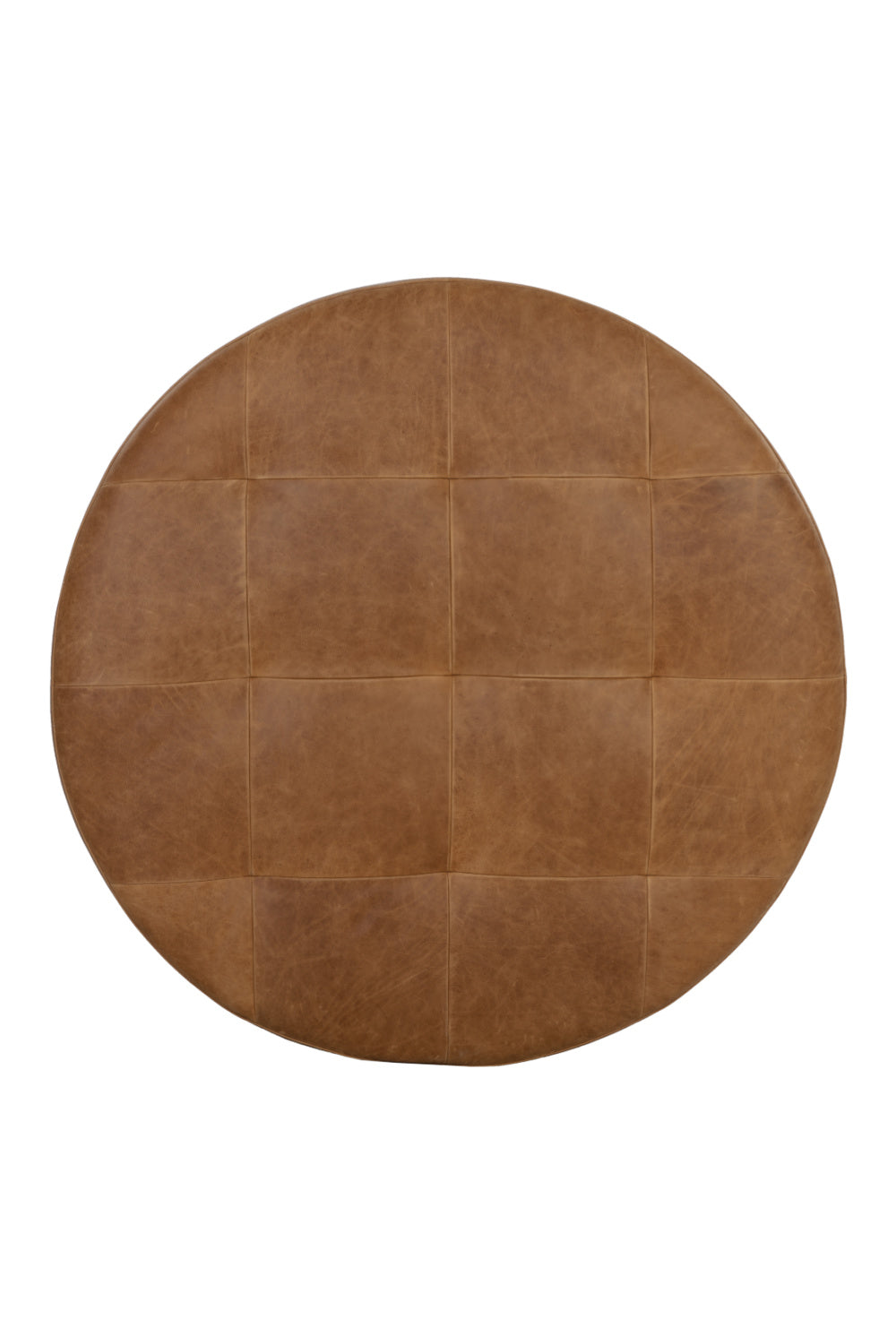 Modern European furniture - Brown Leather Round Ottoman - www.oroa.com