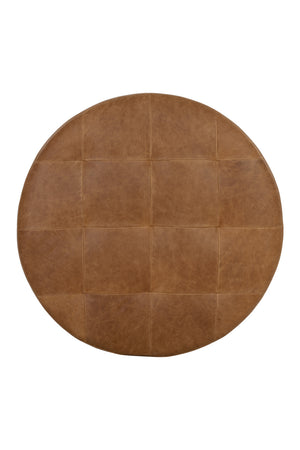 Modern European furniture - Brown Leather Round Ottoman - www.oroa.com