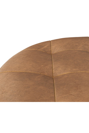 Modern European furniture - Brown Leather Round Ottoman - www.oroa.com
