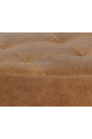 Modern European furniture - Brown Leather Round Ottoman - www.oroa.com