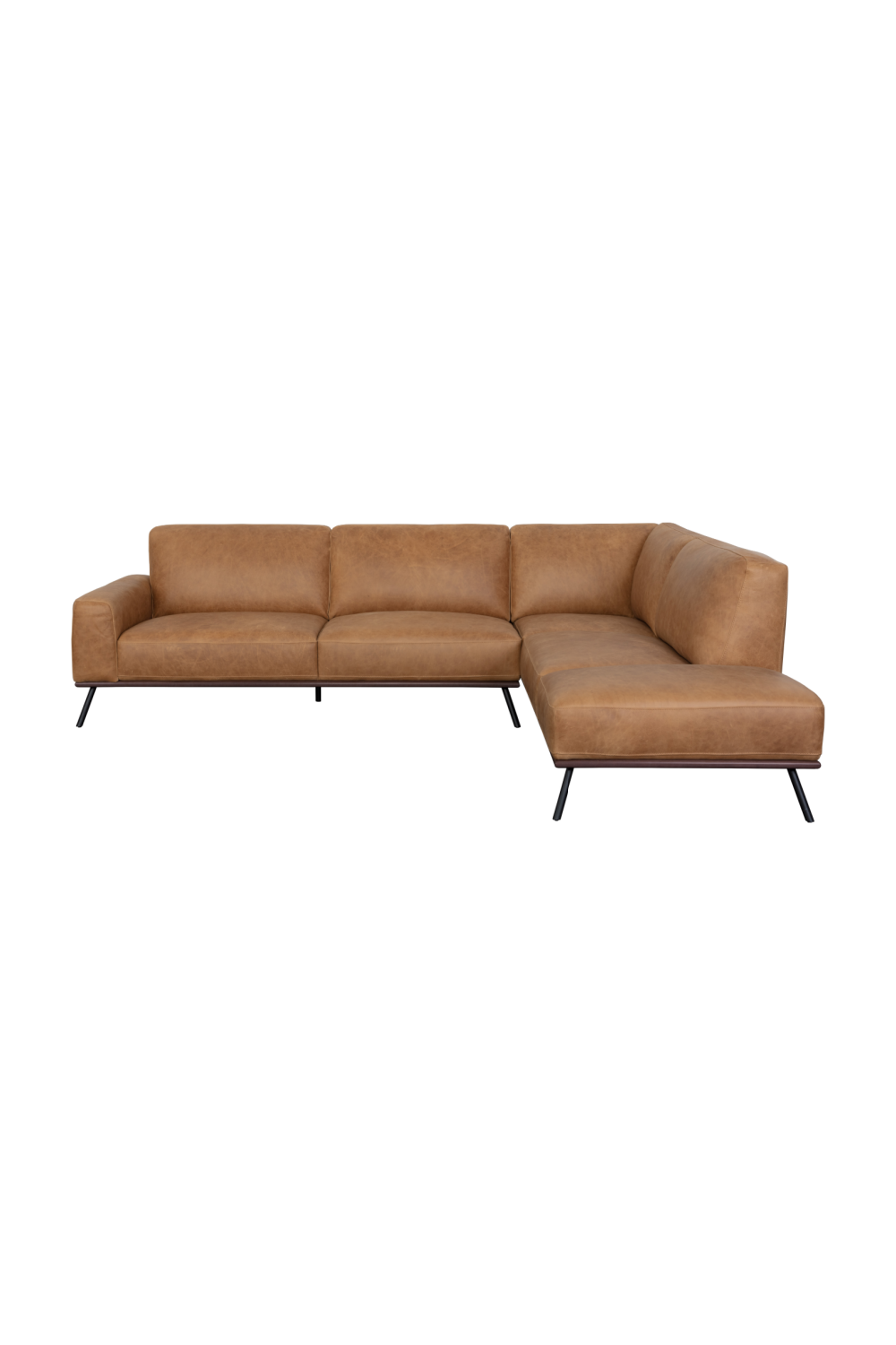 Modern European furniture - Brown Leather Chaise Sofa - www.oroa.com