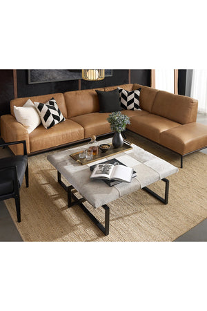 Modern European furniture - Brown Leather Chaise Sofa - www.oroa.com