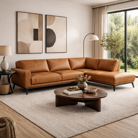  Modern European furniture - Brown Leather Chaise Sofa - www.oroa.com | Oroa.com