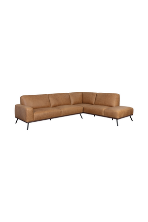 Modern European furniture - Brown Leather Chaise Sofa - www.oroa.com