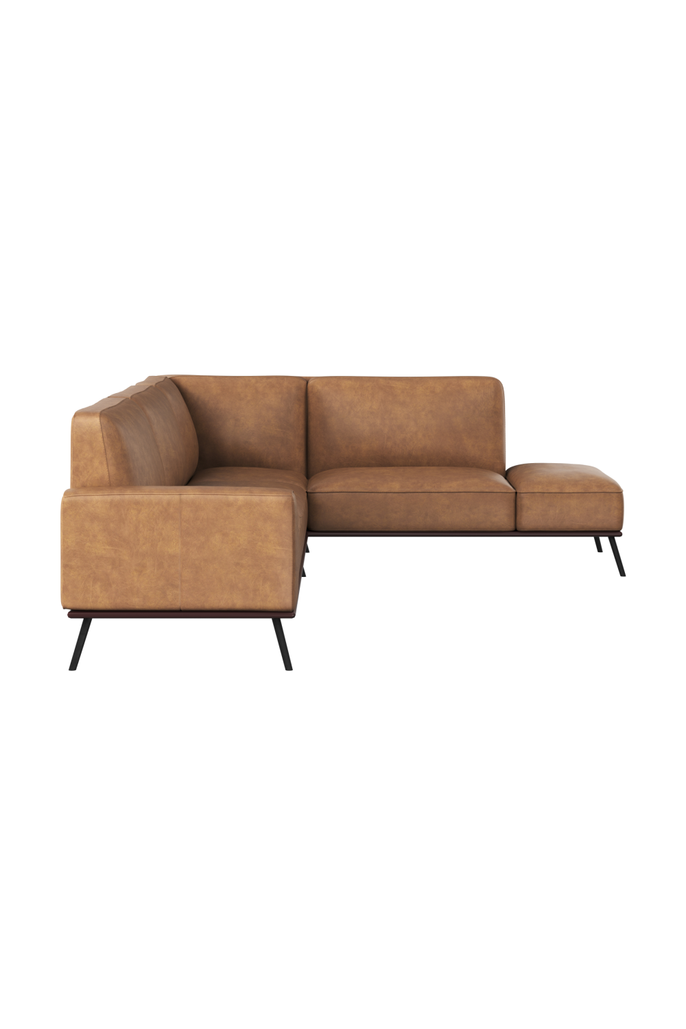 Modern European furniture - Brown Leather Chaise Sofa - www.oroa.com