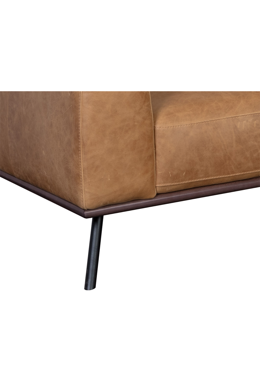 Modern European furniture - Brown Leather Chaise Sofa - www.oroa.com