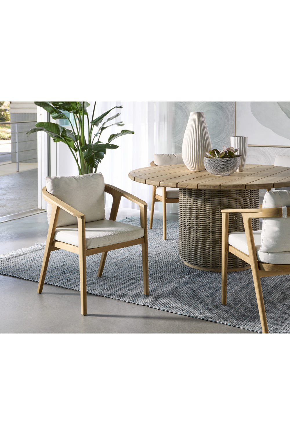 Modern European furniture - Cream Padded Outdoor Dining Chair - www.oroa.com