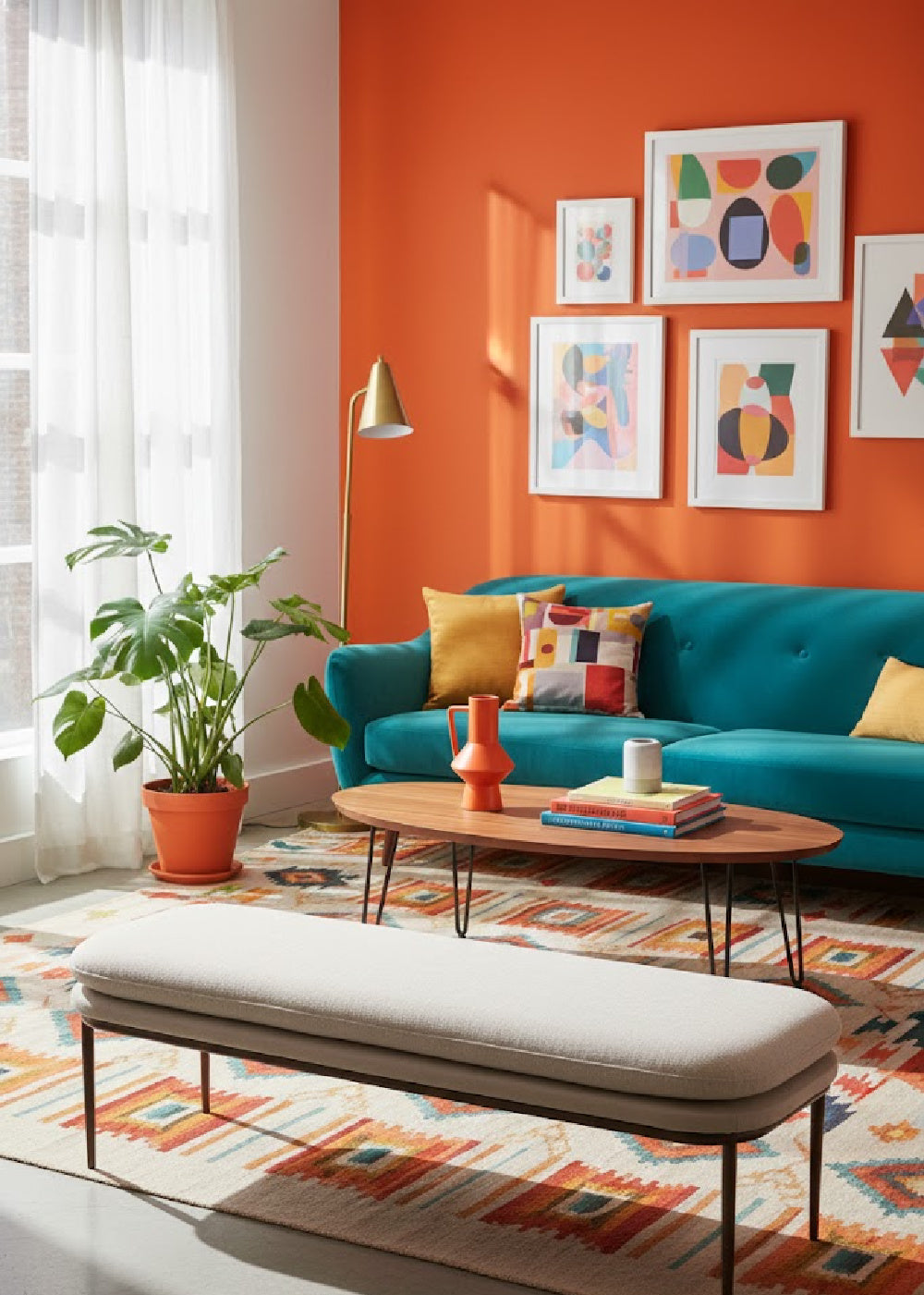 Modern European furniture - Cream Padded Bench - www.oroa.com