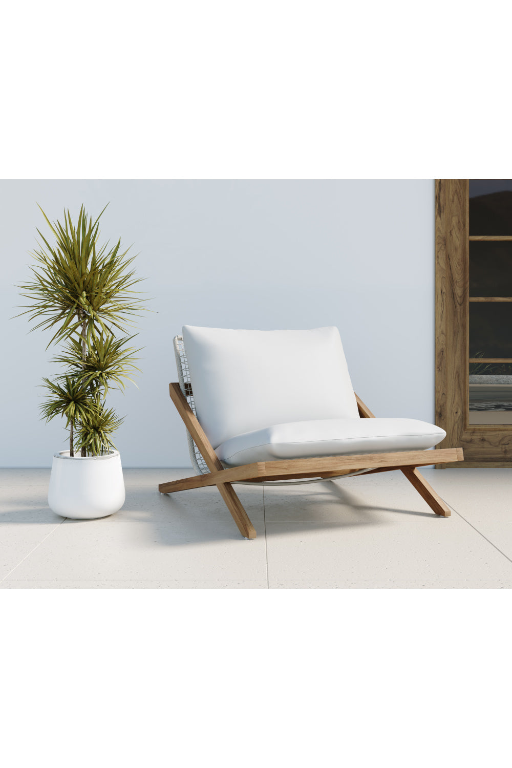 Modern European furniture - Teak Framed Indoor/Outdoor Lounge Chair - www.oroa.com