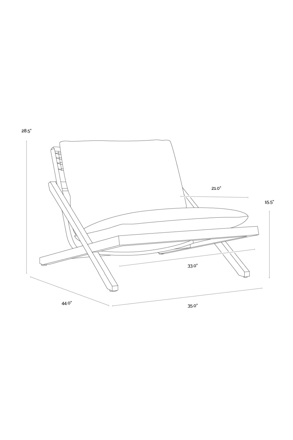 Modern European furniture - Teak Framed Indoor/Outdoor Lounge Chair - www.oroa.com