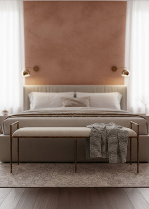 Modern European furniture - Gold Framed White Bench - www.oroa.com